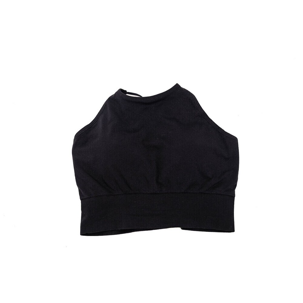 Black Strappy Sports Bra Crop Top Open Back Athleisure Yoga Activewear - Picture 4 of 7